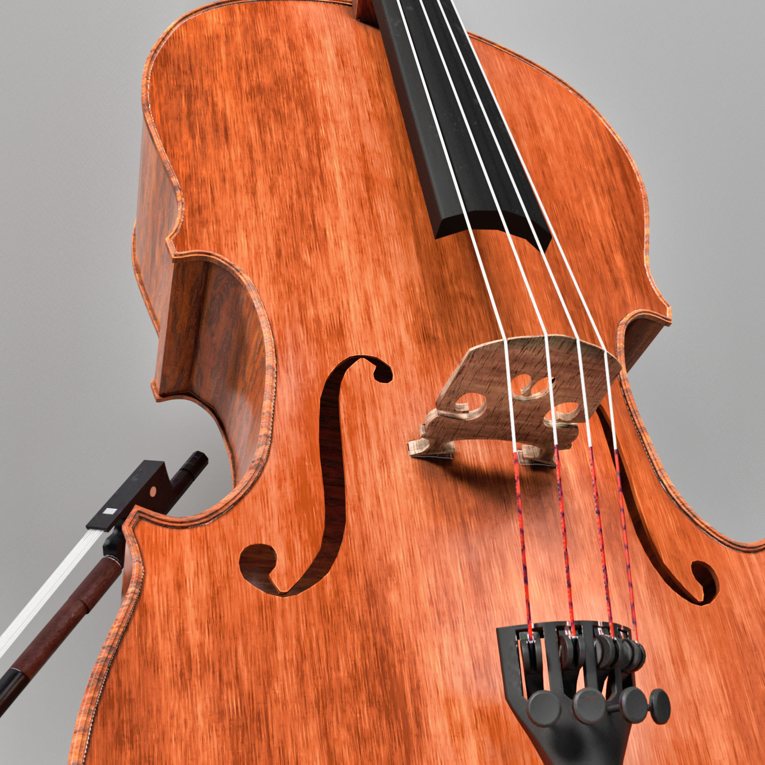 Cello With Bow Low-poly 3D model_2