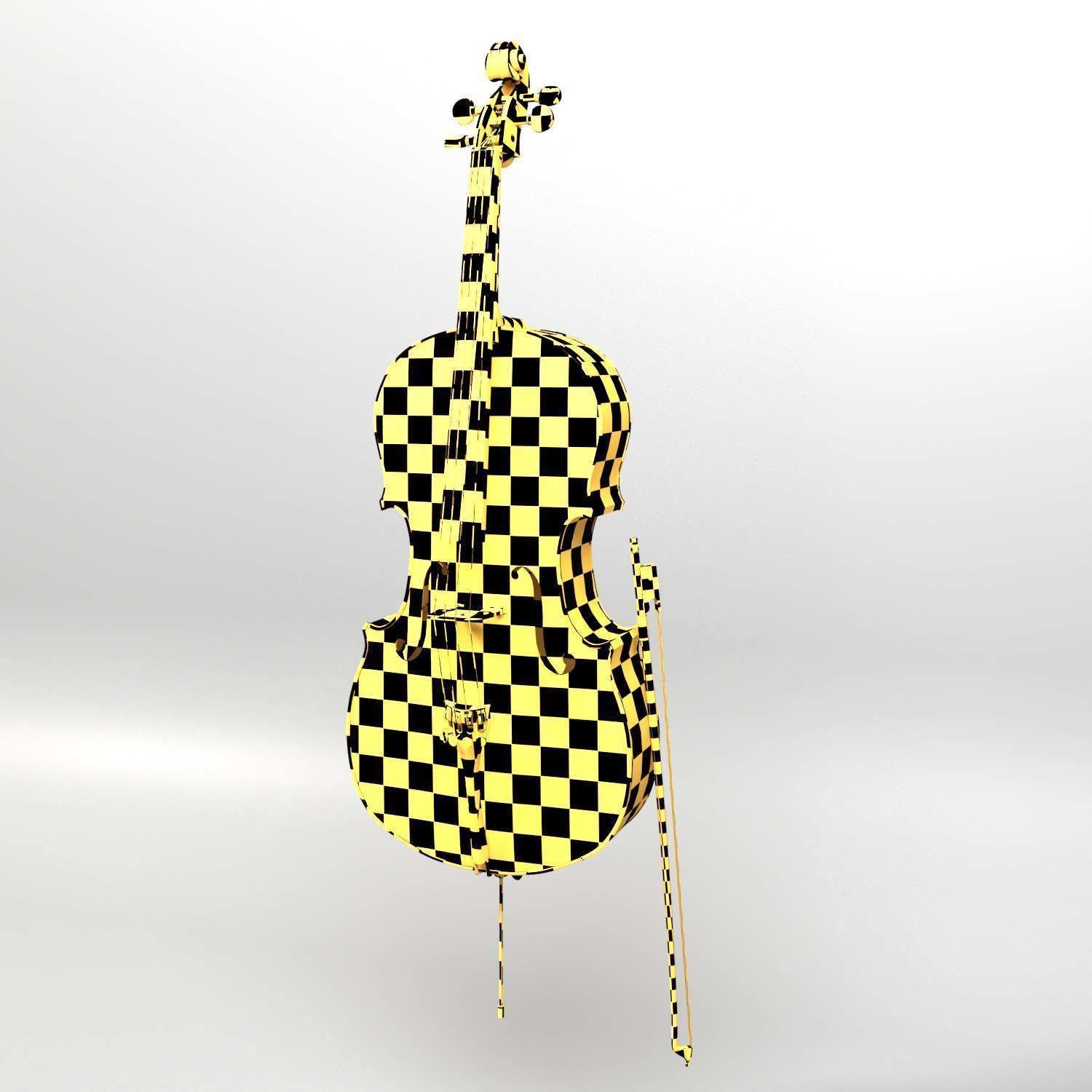 Cello With Bow Low-poly 3D model_6