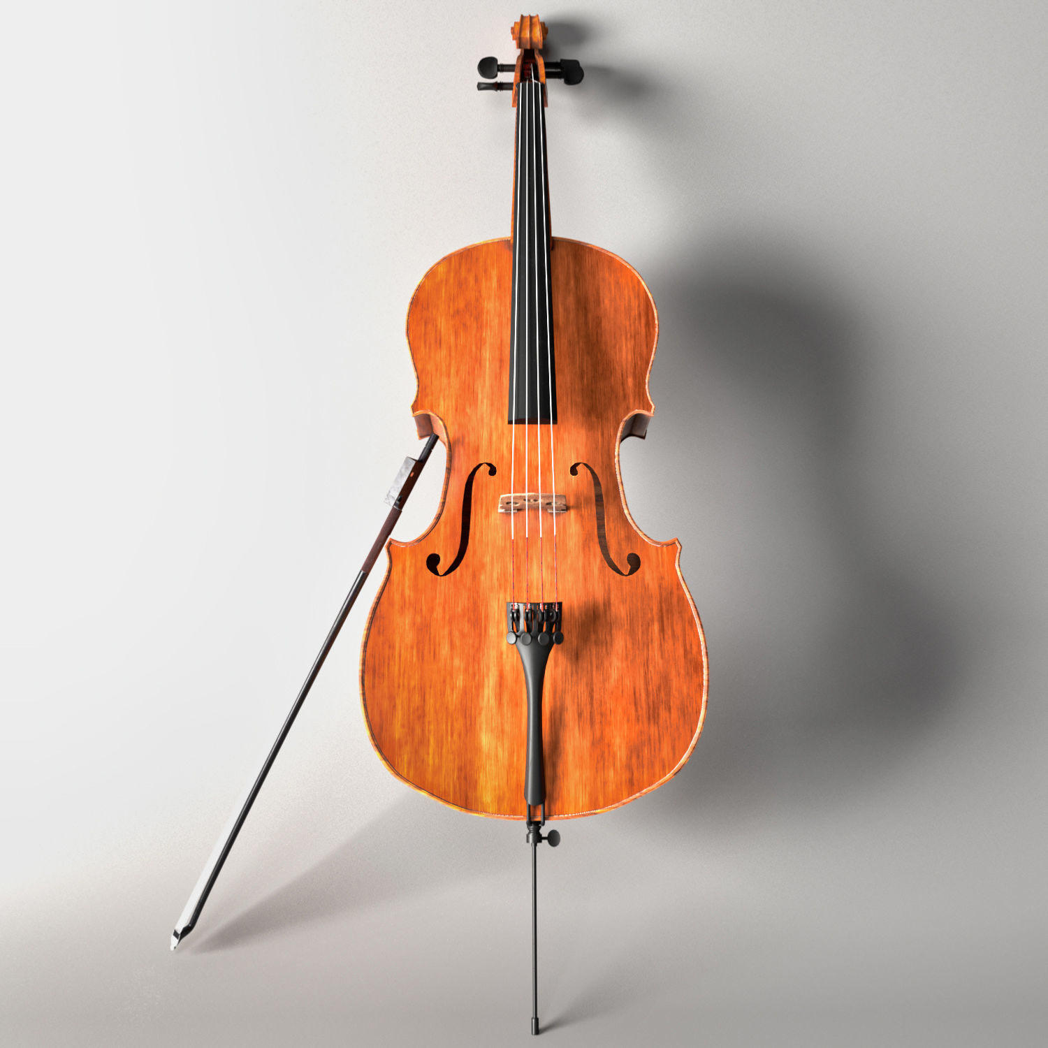 Cello With Bow Low-poly 3D model_1