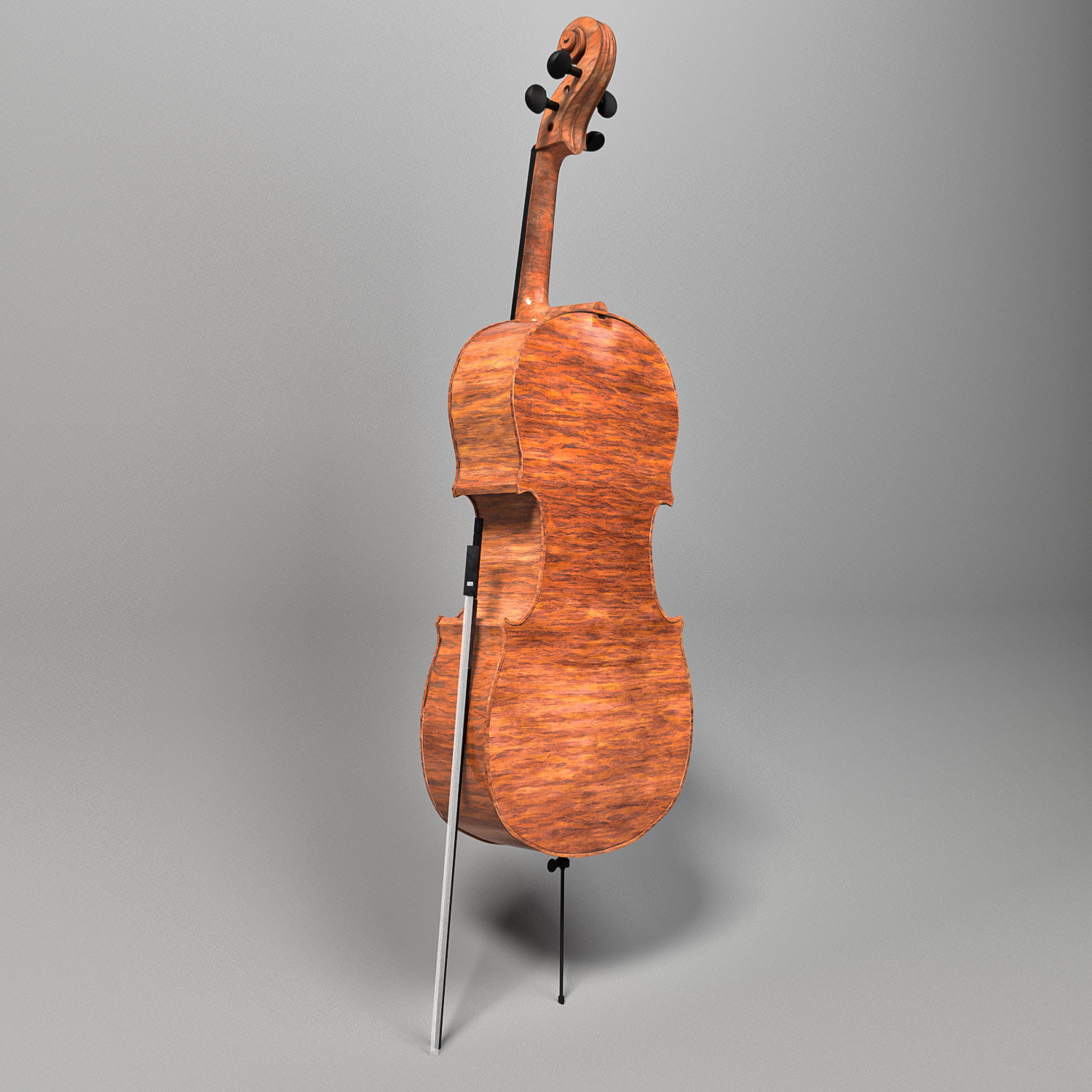 Cello With Bow Low-poly 3D model_5