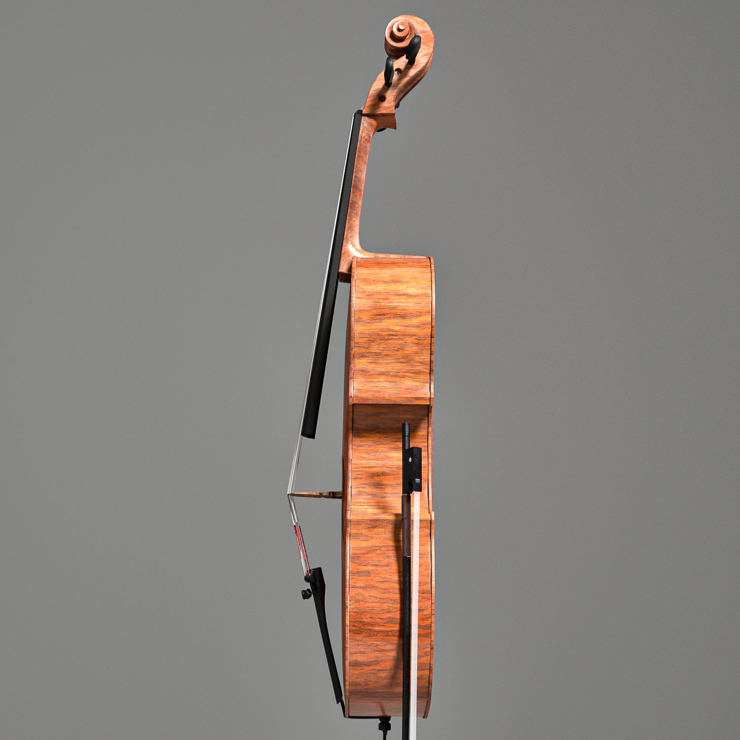 Cello With Bow Low-poly 3D model_4