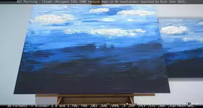 Oil Painting - Clouds  Low-poly 3D model