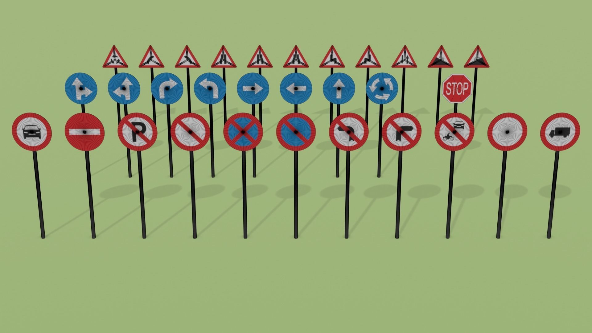 Road Signs Pack Low-poly 3D model_2