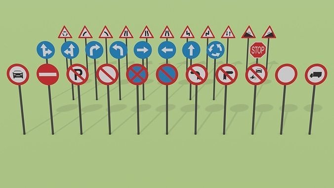 Road Signs Pack Low-poly 3D model