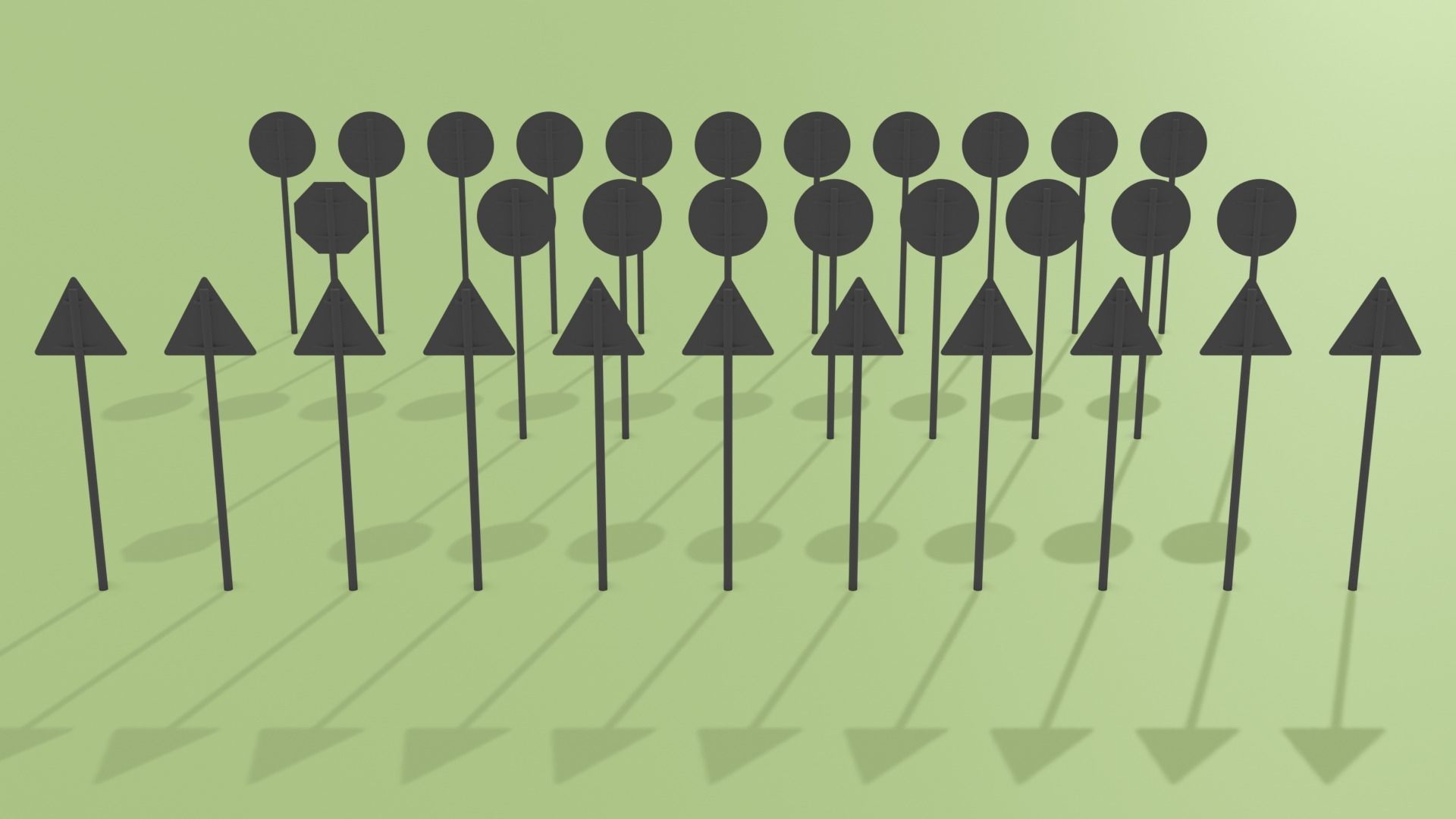 Road Signs Pack Low-poly 3D model_3