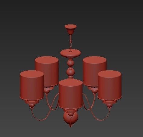 American Style 5 Arms Fabric Lamp 3D model_5