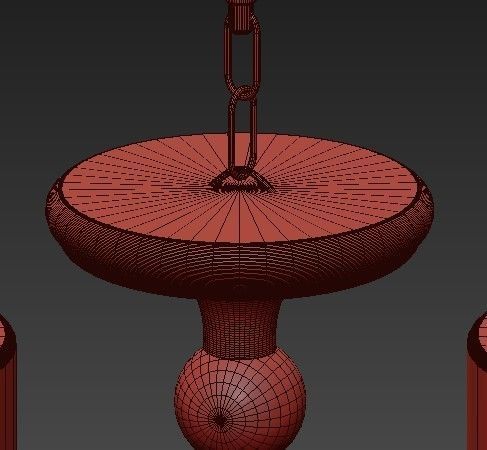 American Style 5 Arms Fabric Lamp 3D model_3