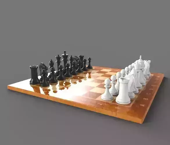 The Chess board with pieces 3D model