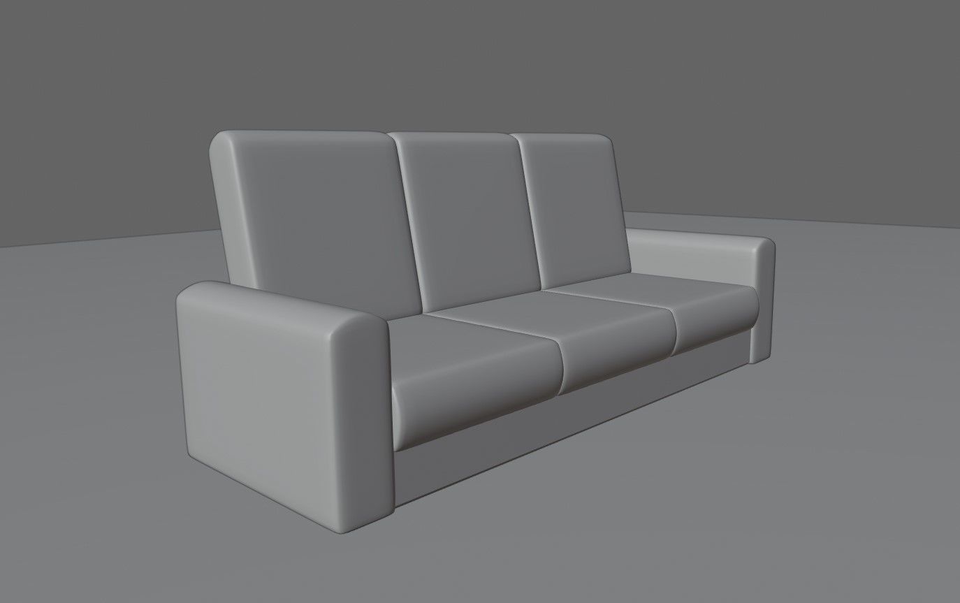 Couch 3 Seater - Settee - Sofa 3D model_10