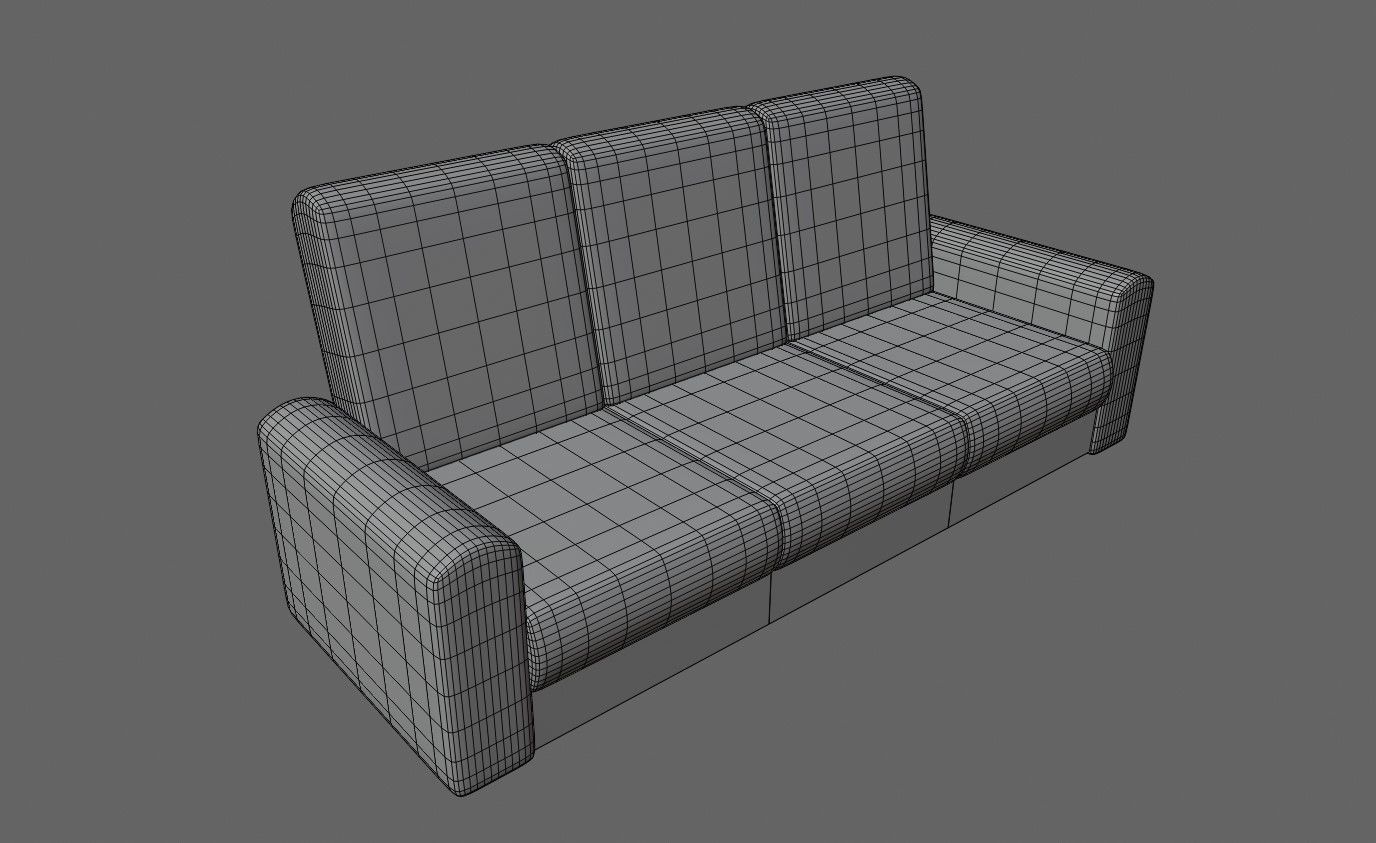 Couch 3 Seater - Settee - Sofa 3D model_12