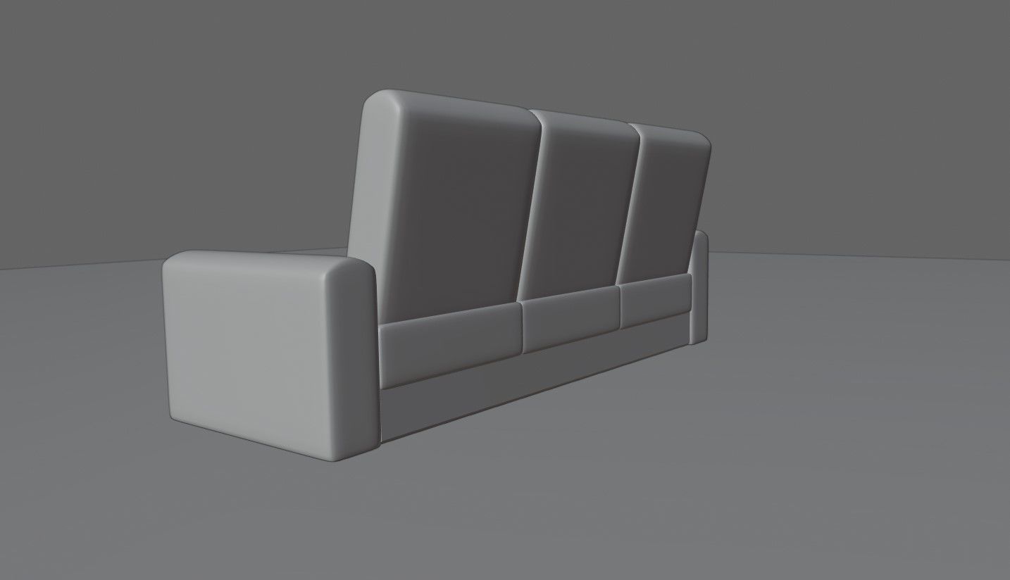 Couch 3 Seater - Settee - Sofa 3D model_11