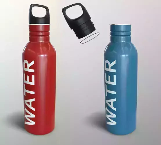 Metal Bottle Water Low-poly 3D model