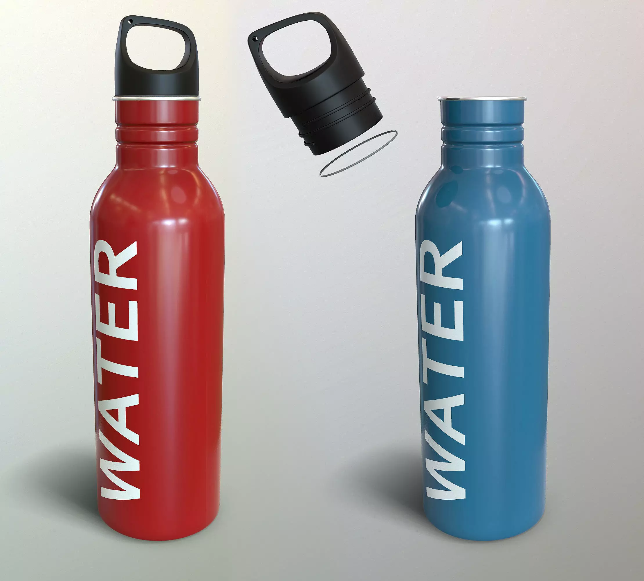 Metal Bottle Water Low-poly 3D model