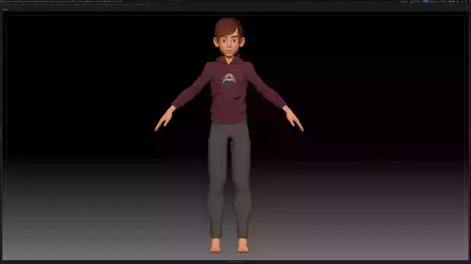 ZBrush Stylized Character Boy Base Mesh - Amy Boy Style 4