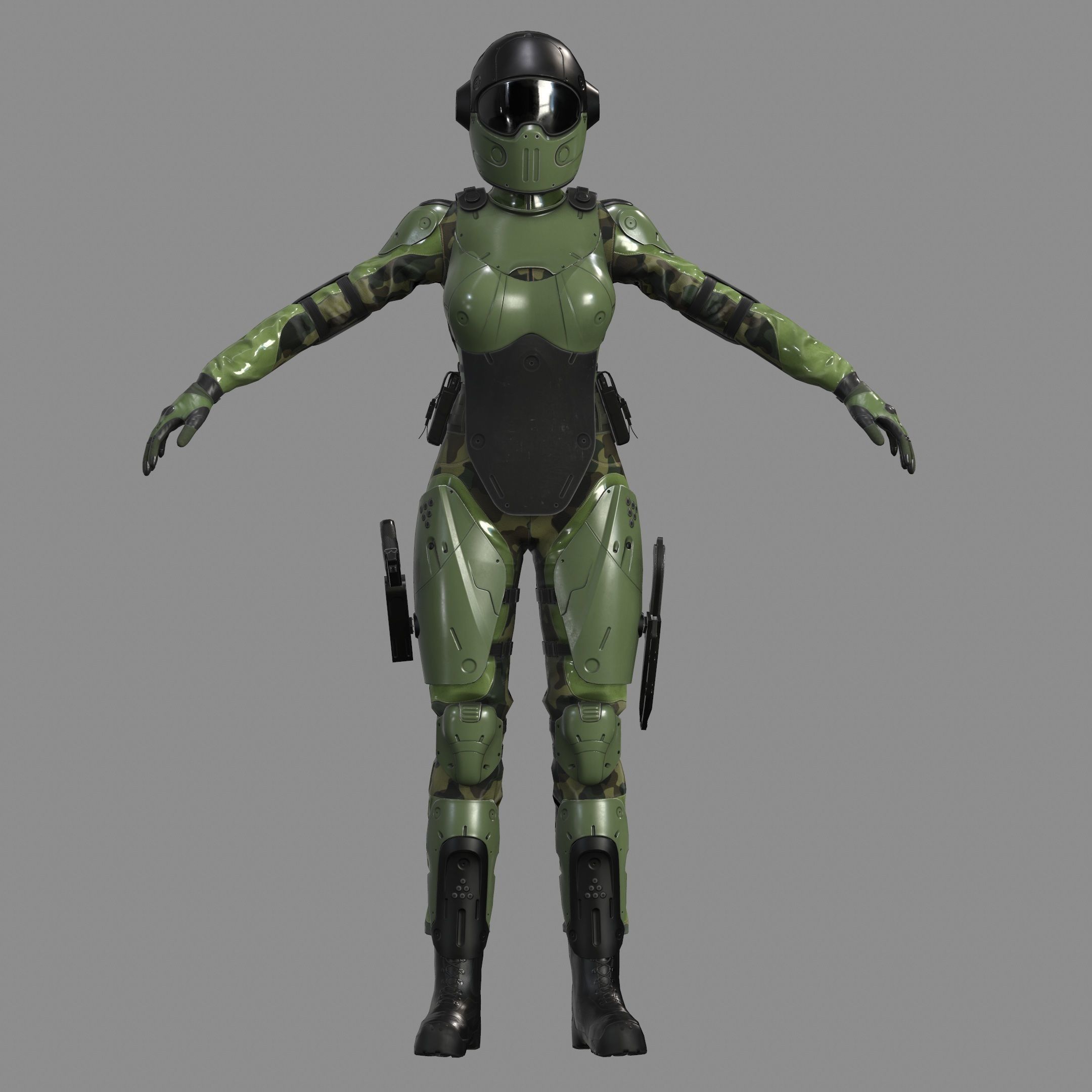 Woman Sci-Fi  Soldier FVX500 Low-poly 3D model_20
