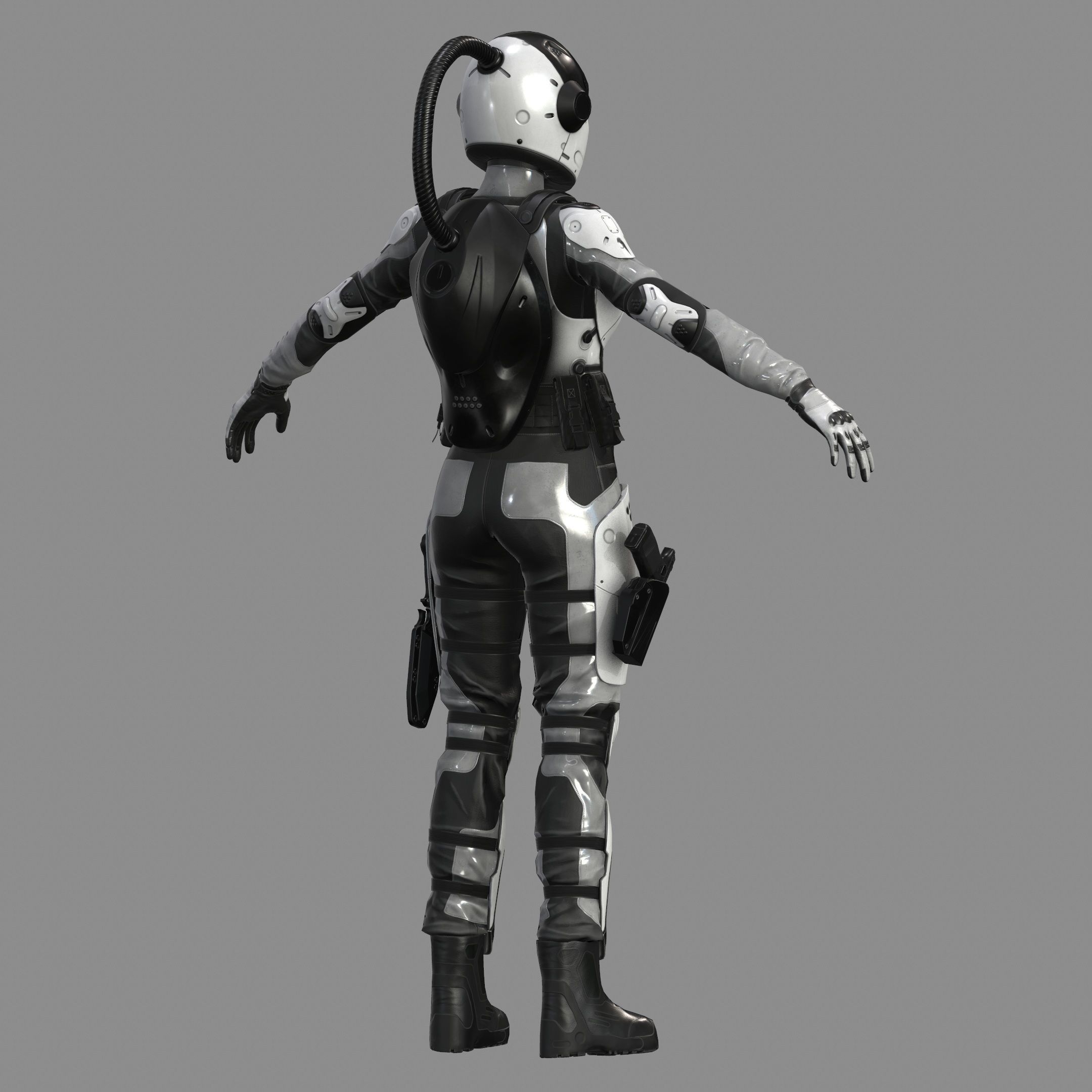 Woman Sci-Fi  Soldier FVX500 Low-poly 3D model_8