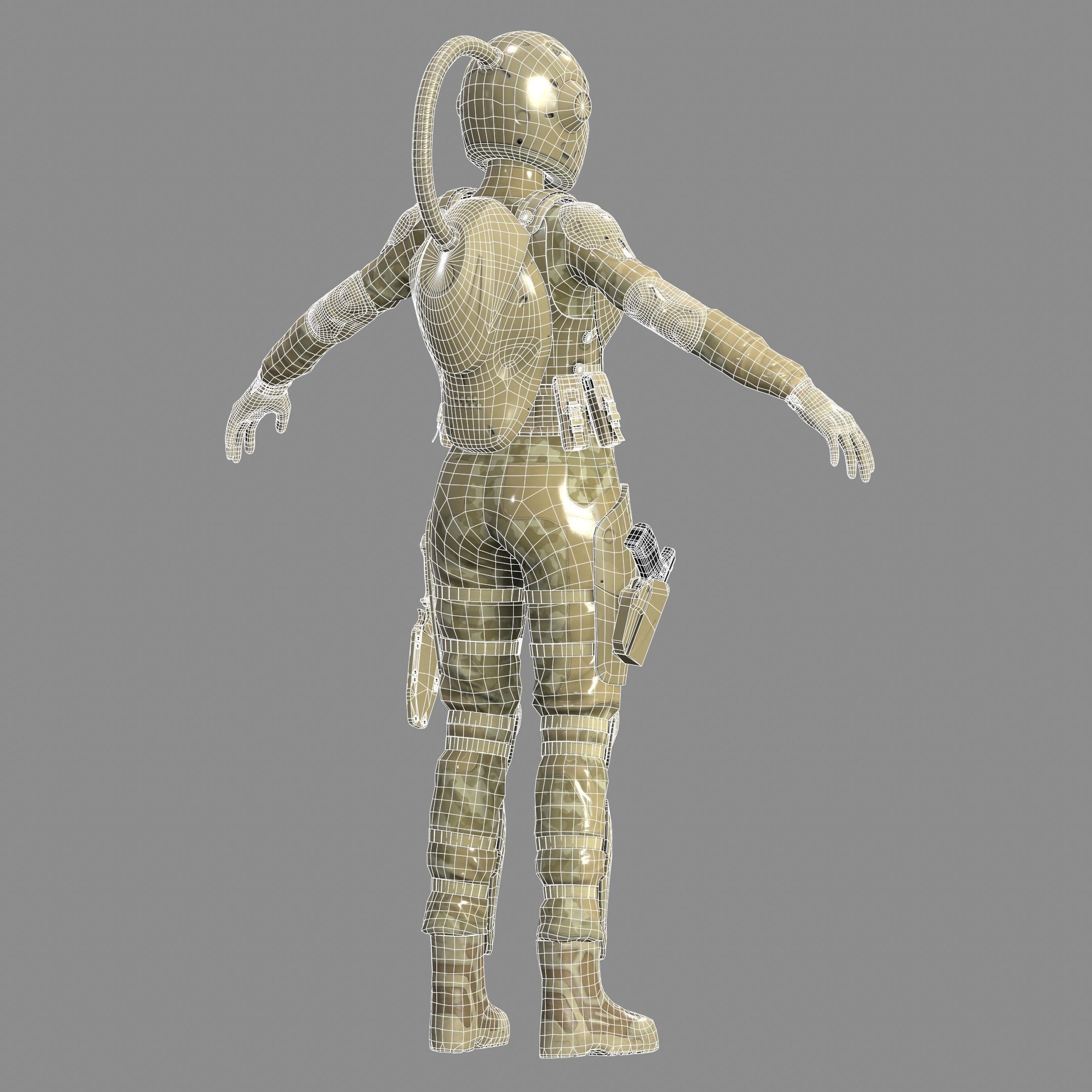 Woman Sci-Fi  Soldier FVX500 Low-poly 3D model_4