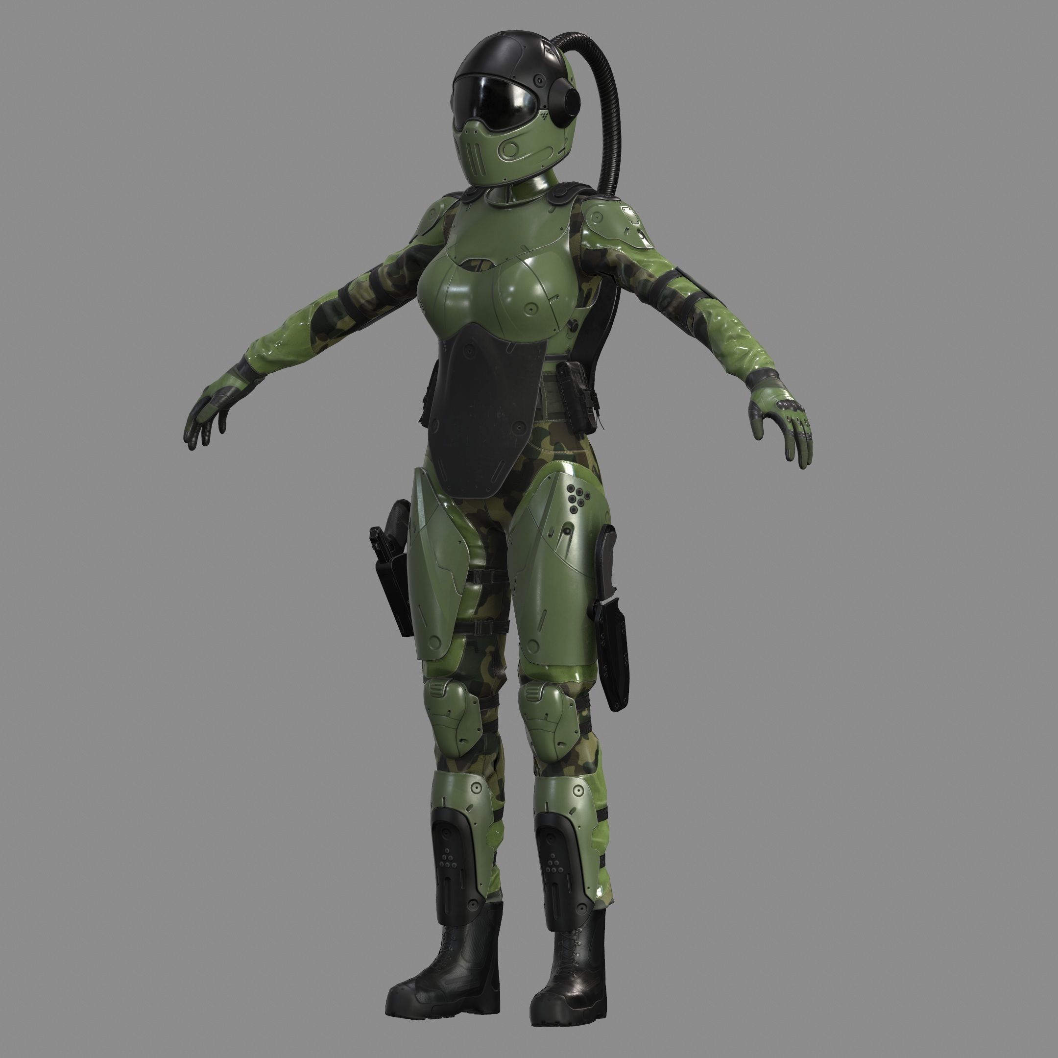 Woman Sci-Fi  Soldier FVX500 Low-poly 3D model_11