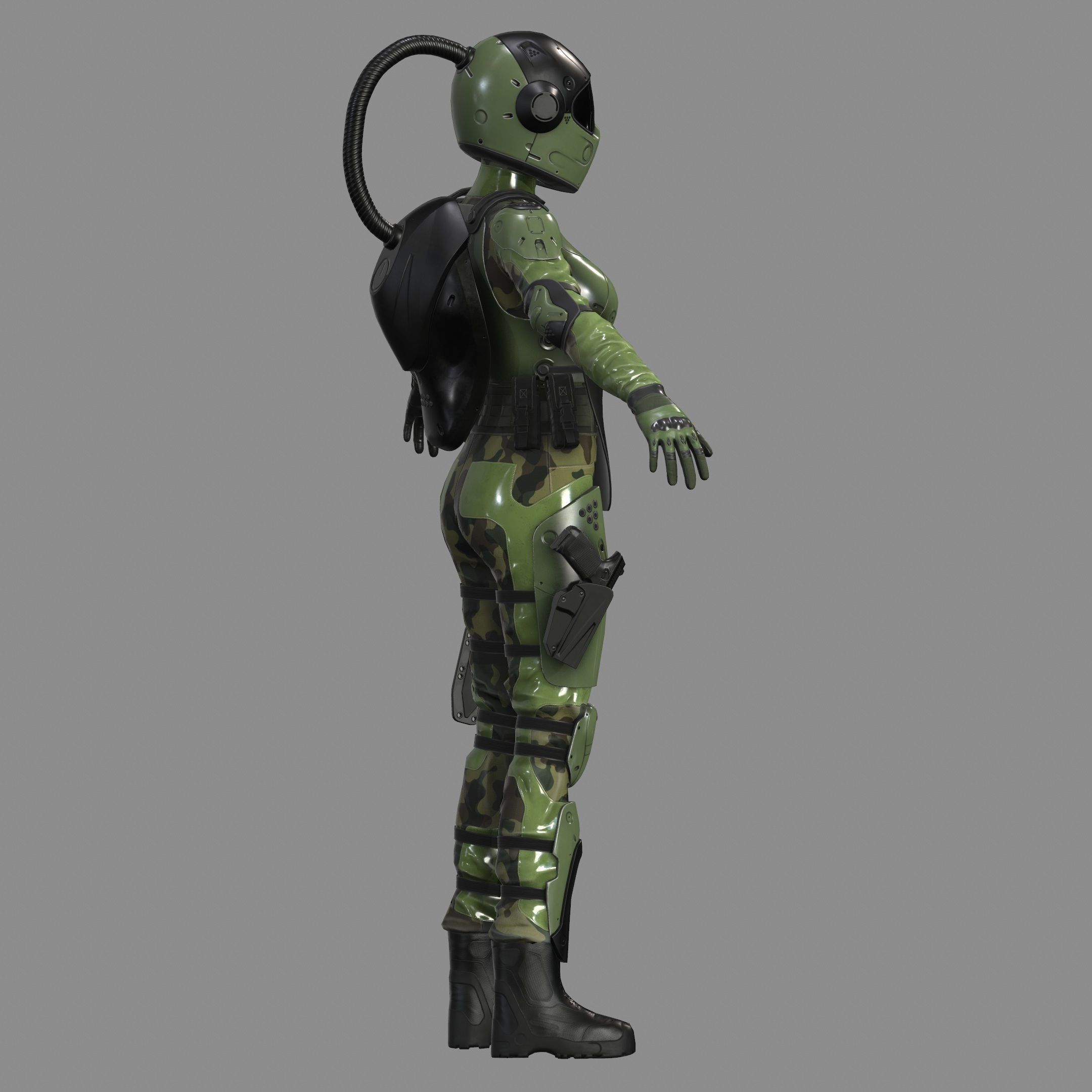 Woman Sci-Fi  Soldier FVX500 Low-poly 3D model_17