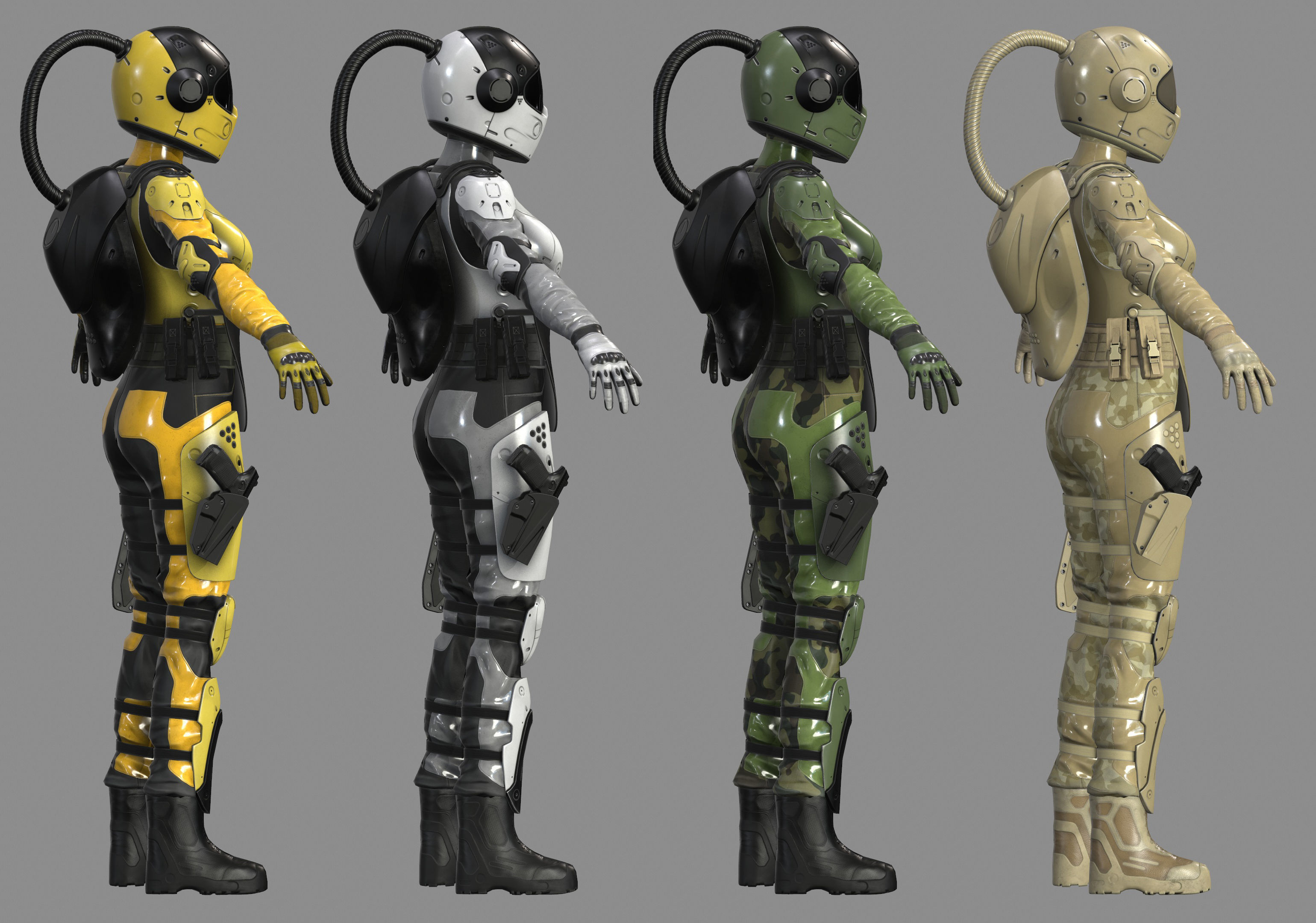 Woman Sci-Fi  Soldier FVX500 Low-poly 3D model_2