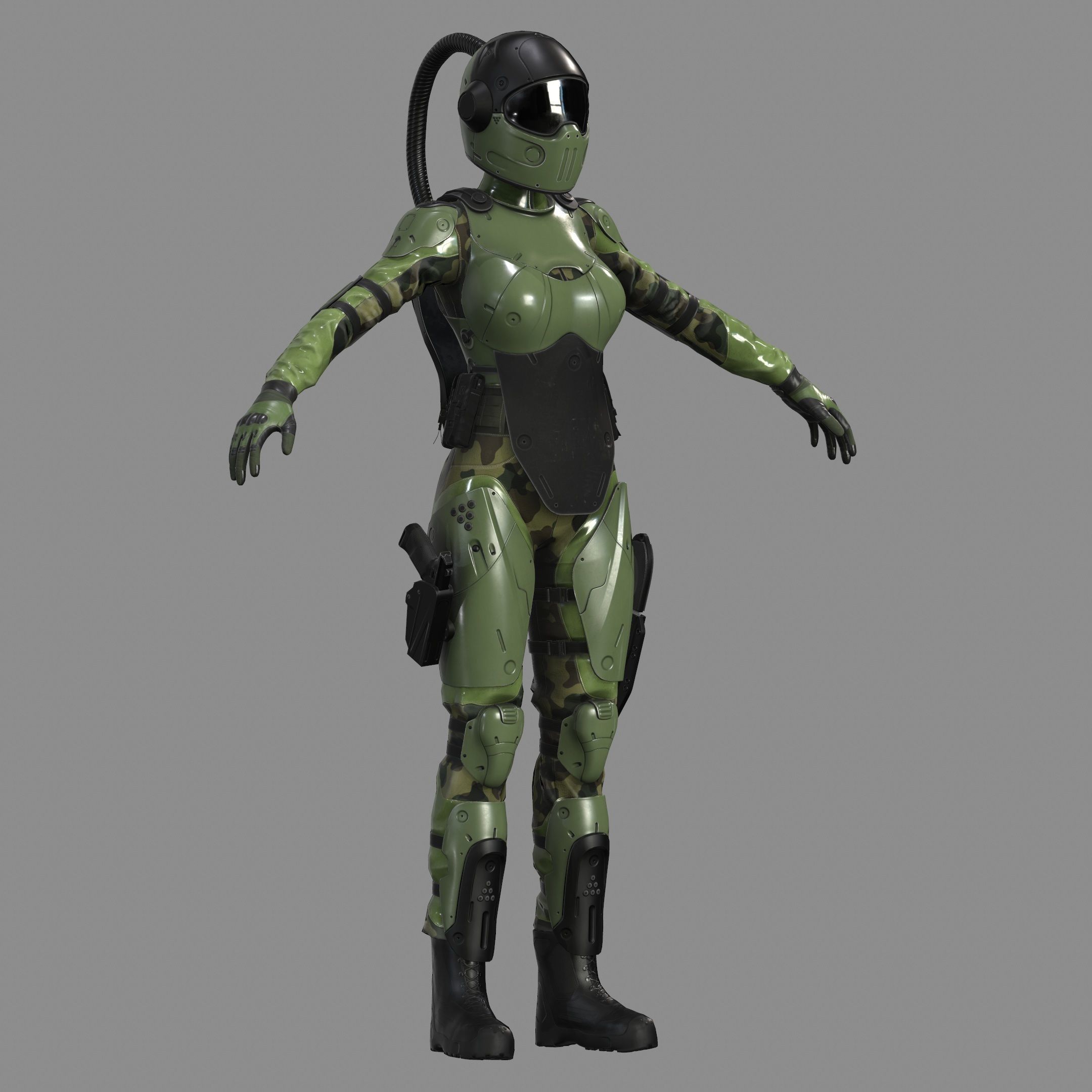 Woman Sci-Fi  Soldier FVX500 Low-poly 3D model_19