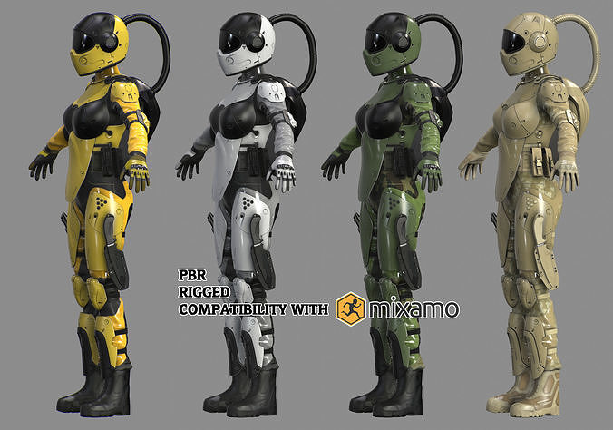 Woman Sci-Fi  Soldier FVX500 Low-poly 3D model