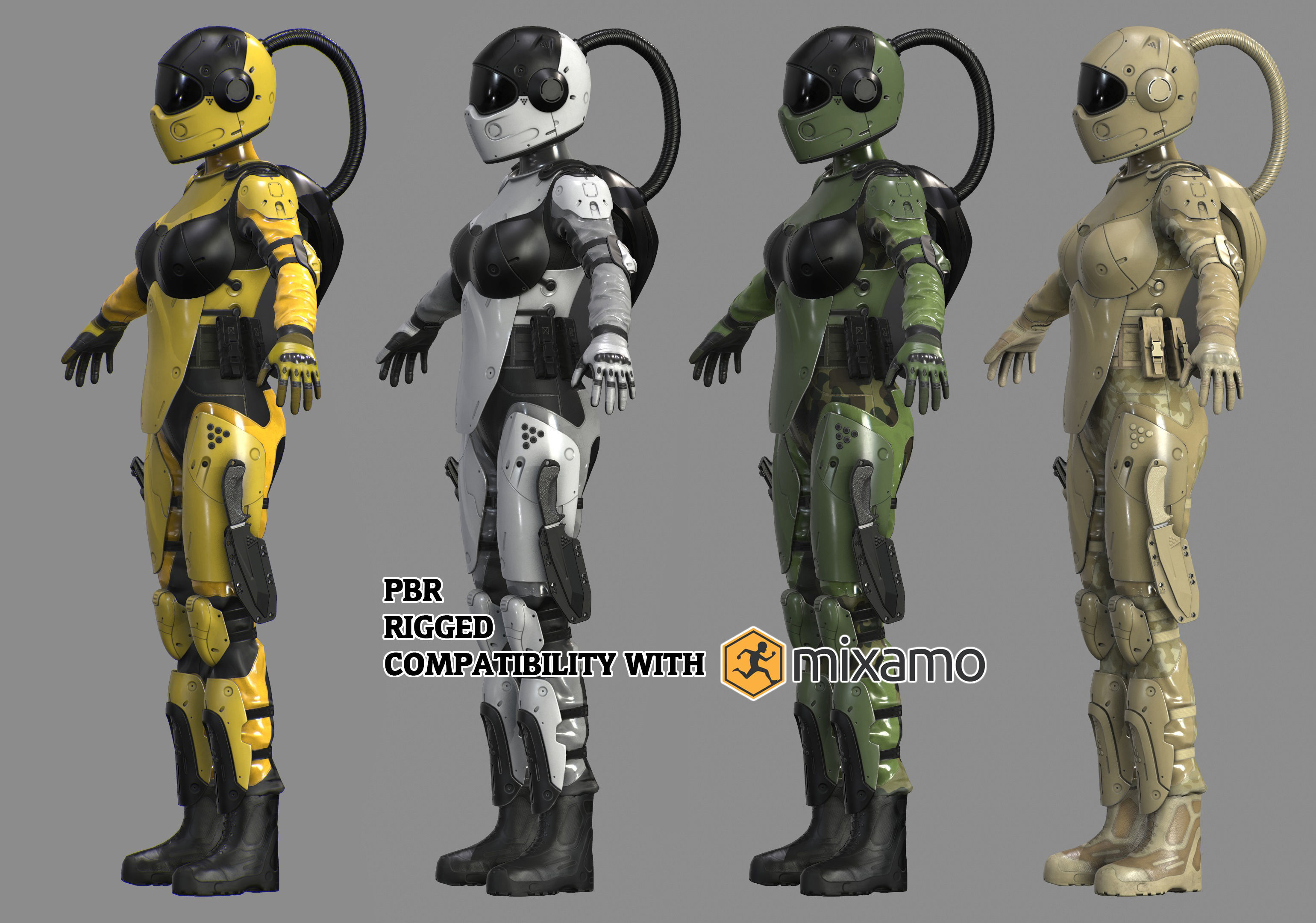 Woman Sci-Fi  Soldier FVX500 Low-poly 3D model_0