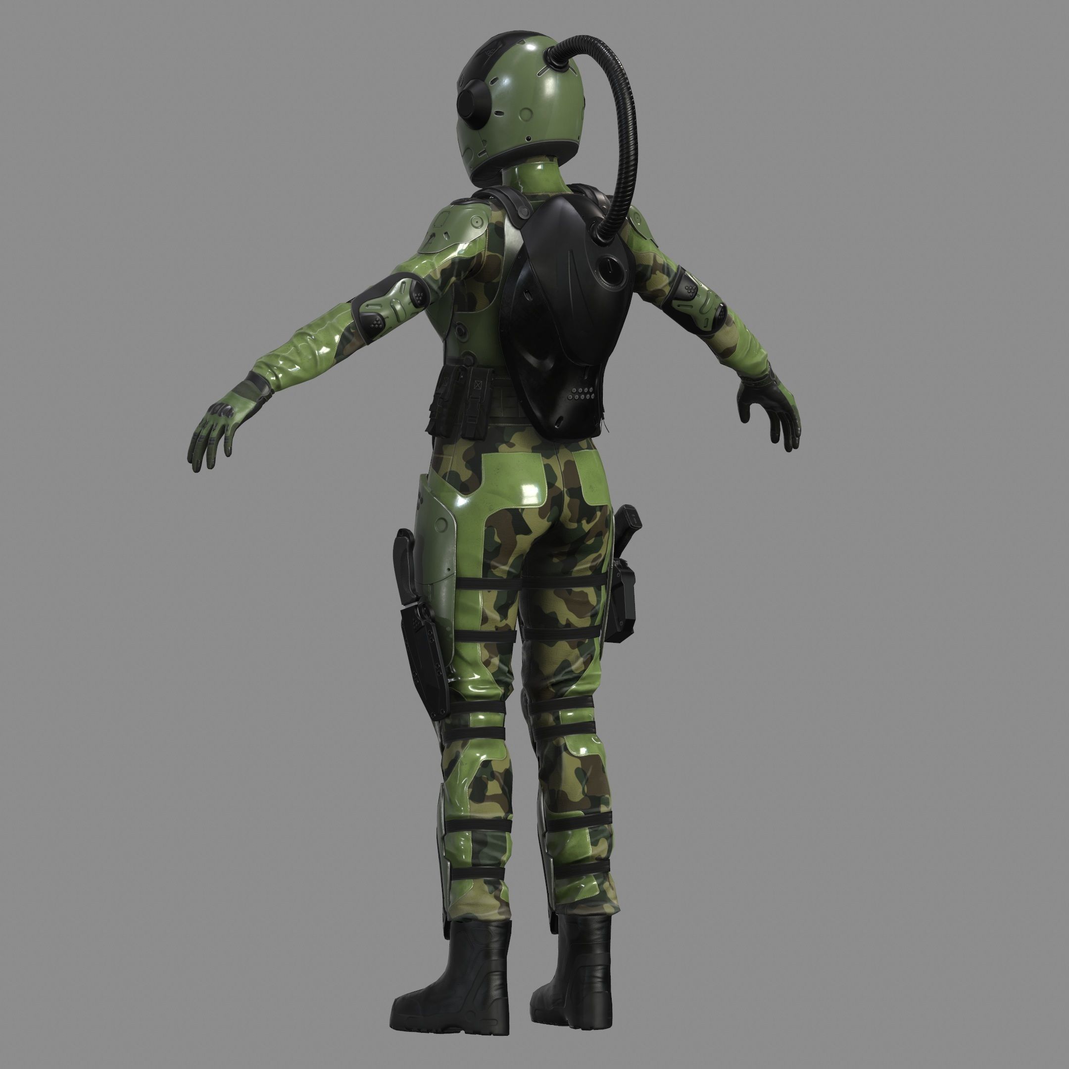 Woman Sci-Fi  Soldier FVX500 Low-poly 3D model_14