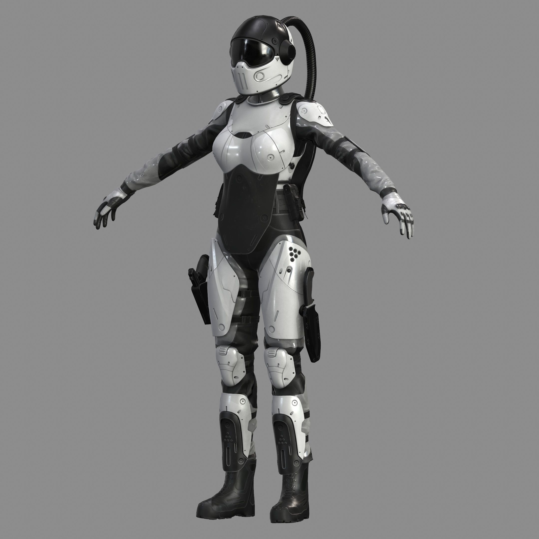 Woman Sci-Fi  Soldier FVX500 Low-poly 3D model_7