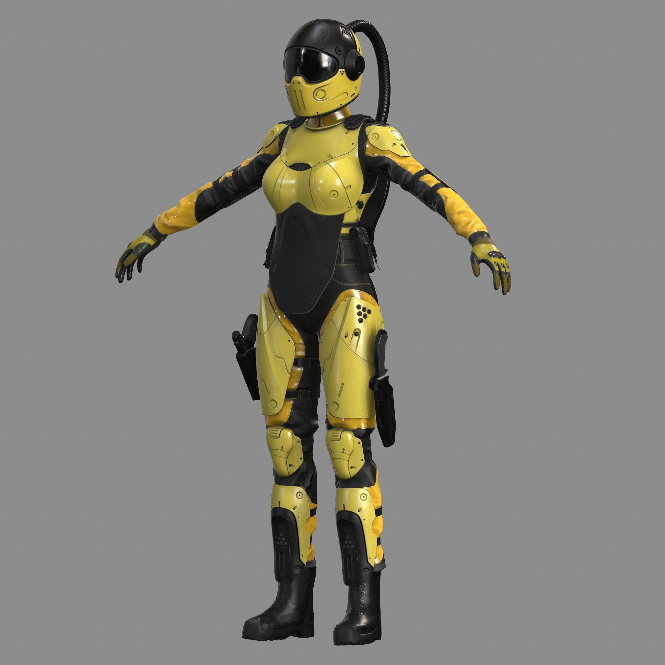 Woman Sci-Fi  Soldier FVX500 Low-poly 3D model_9