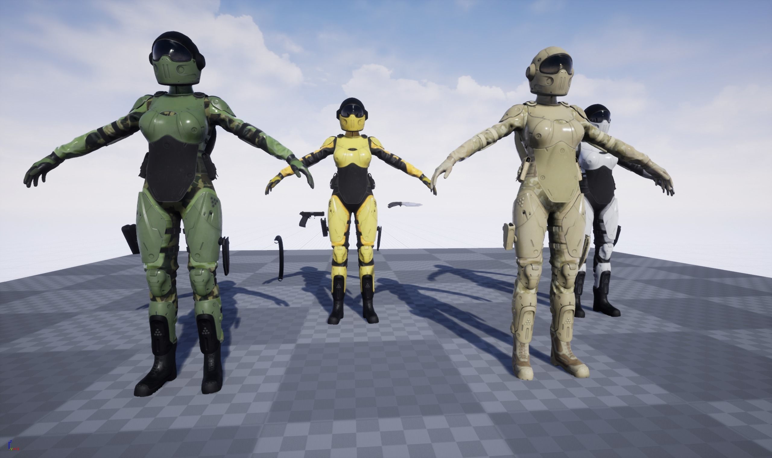 Woman Sci-Fi  Soldier FVX500 Low-poly 3D model_28