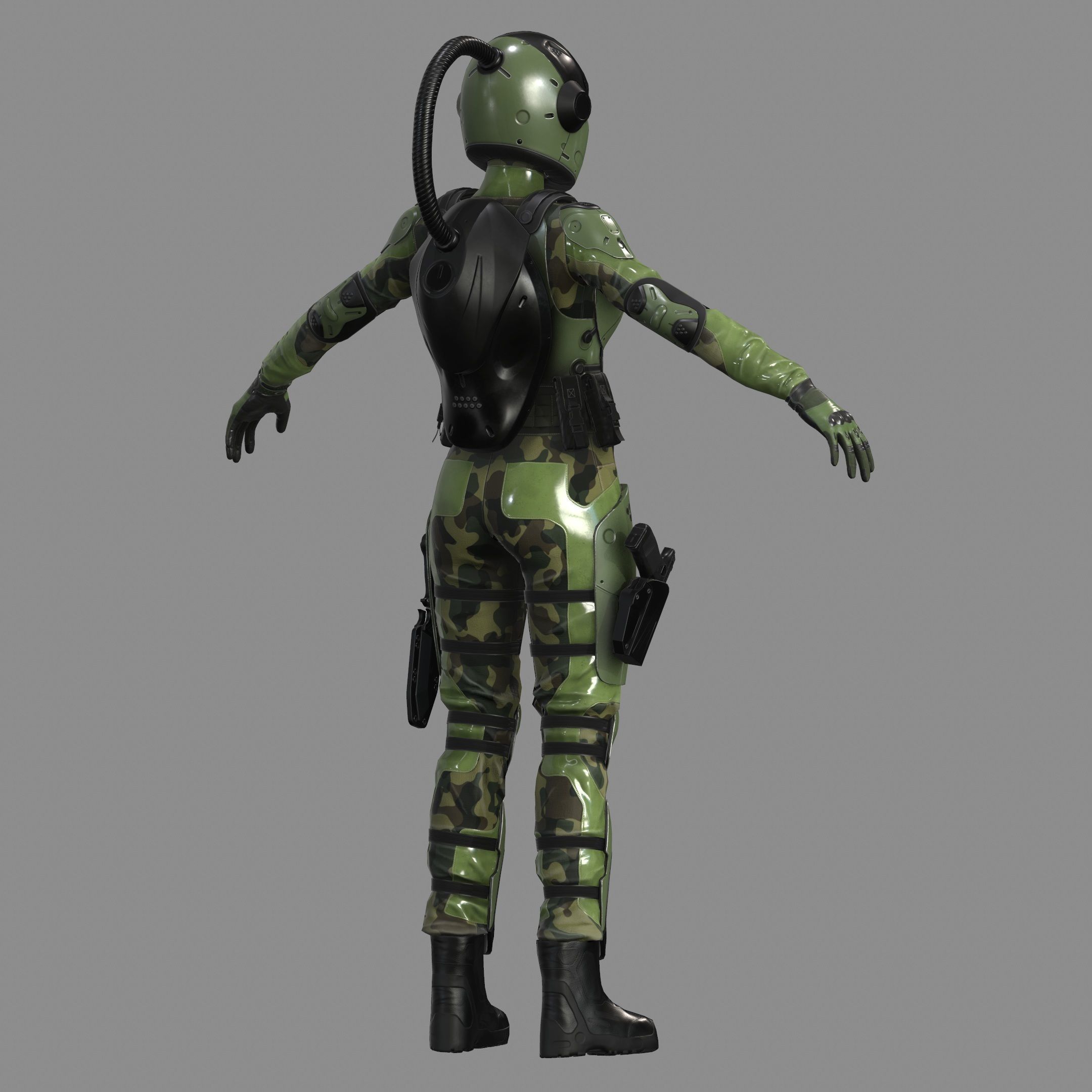 Woman Sci-Fi  Soldier FVX500 Low-poly 3D model_16
