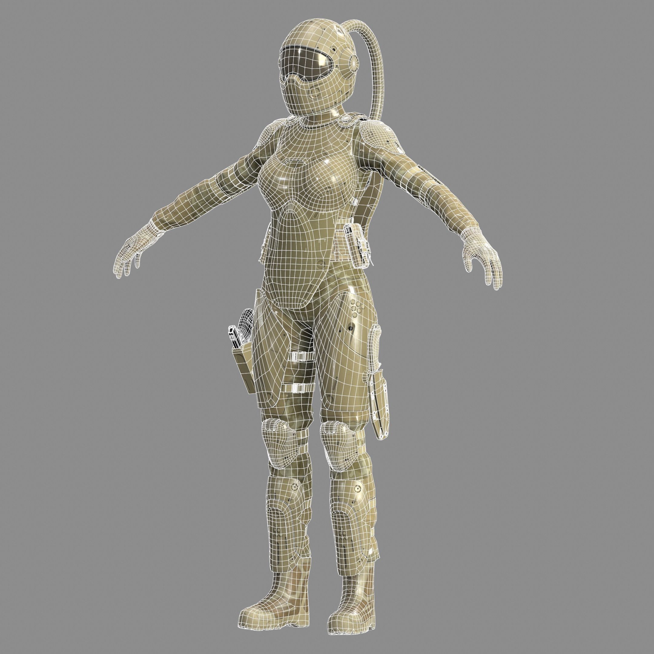 Woman Sci-Fi  Soldier FVX500 Low-poly 3D model_3