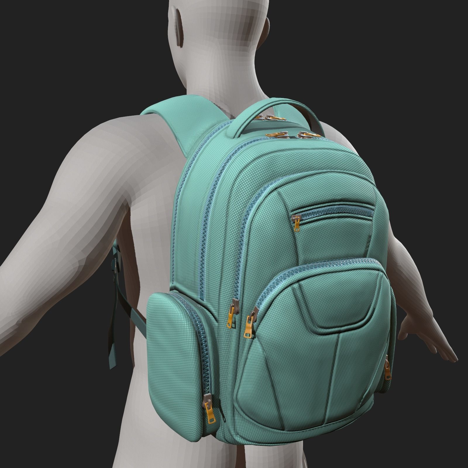 Backpack Camping Generic military combat soldier armor scifi  Low-poly 3D model_1