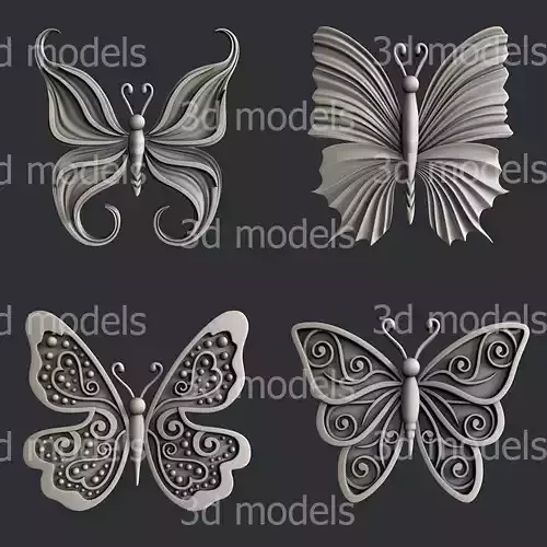 3d STL models for CNC router or 3d printer  set butterfly