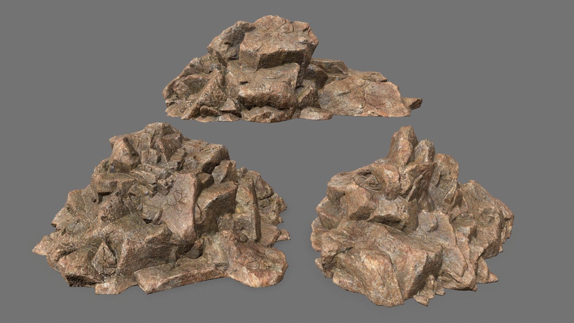 Rock Set Low-poly 3D model_1