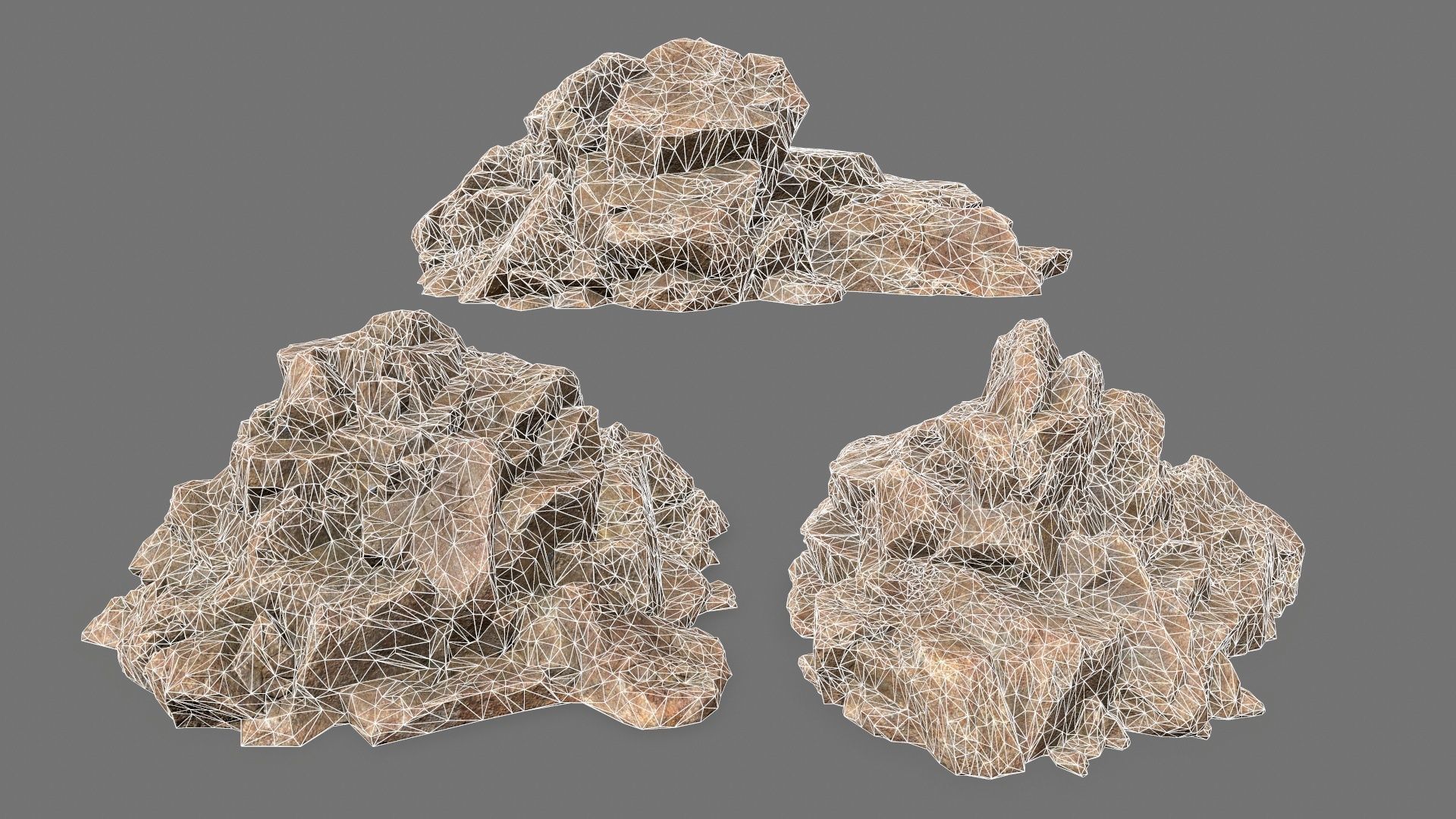 Rock Set Low-poly 3D model_2
