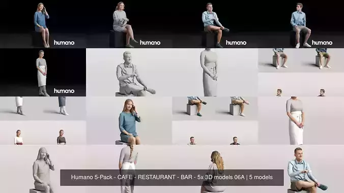 Humano 5-Pack - CAFE - RESTAURANT - BAR - 5x 3D models 06A