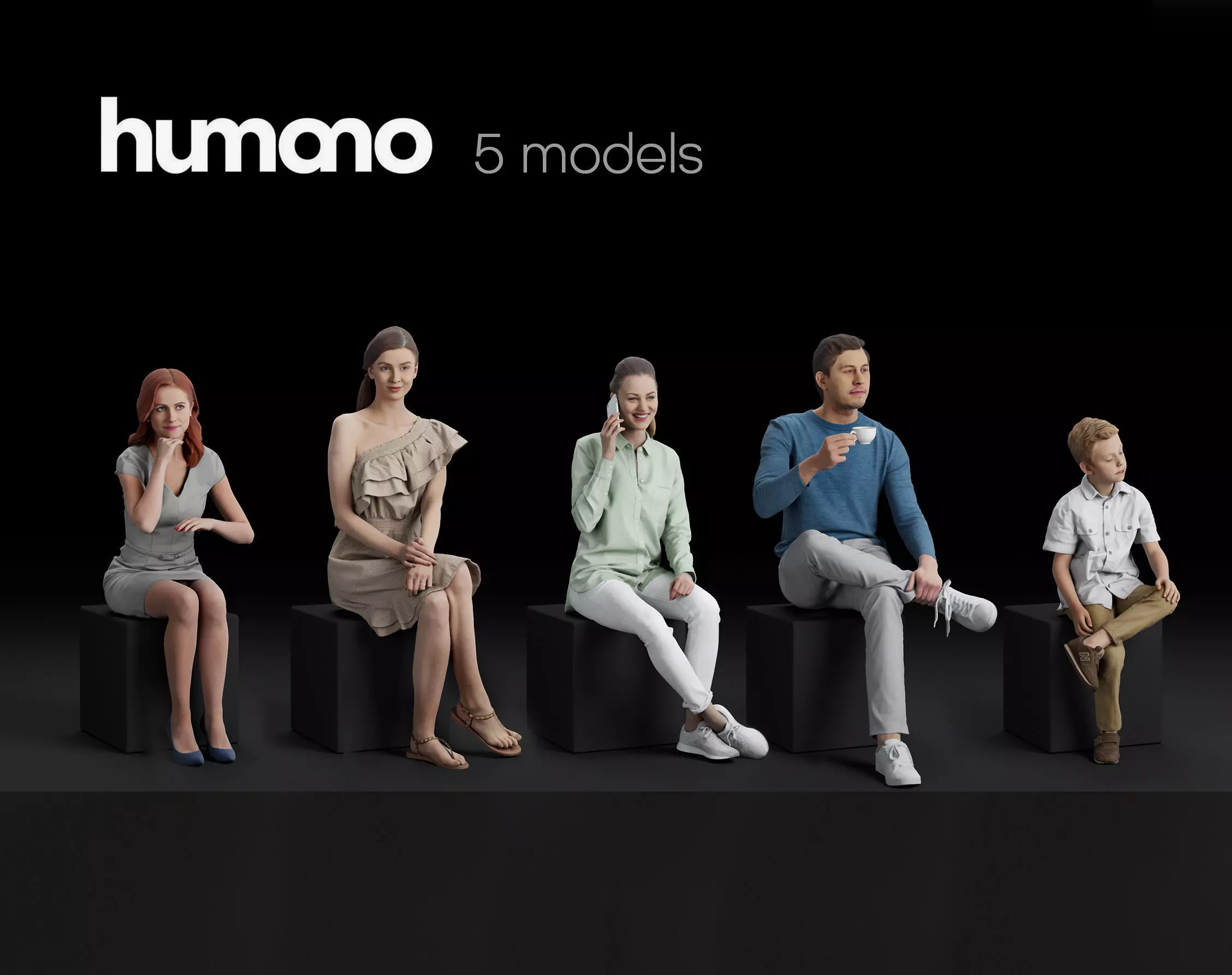 Humano 5-Pack - CAFE - RESTAURANT - BAR - 5x 3D models 06B 3D Model Collection_0