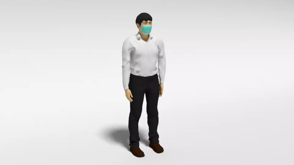 Cartoon Man With Medical Mask 3D model