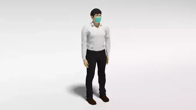 Cartoon Man With Medical Mask