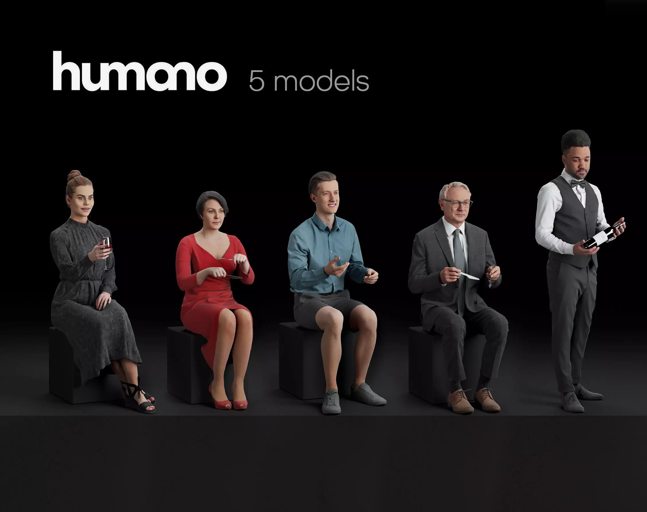 Humano 5-Pack - CAFE - RESTAURANT - BAR - 5x 3D models 06C 3D Model Collection_0