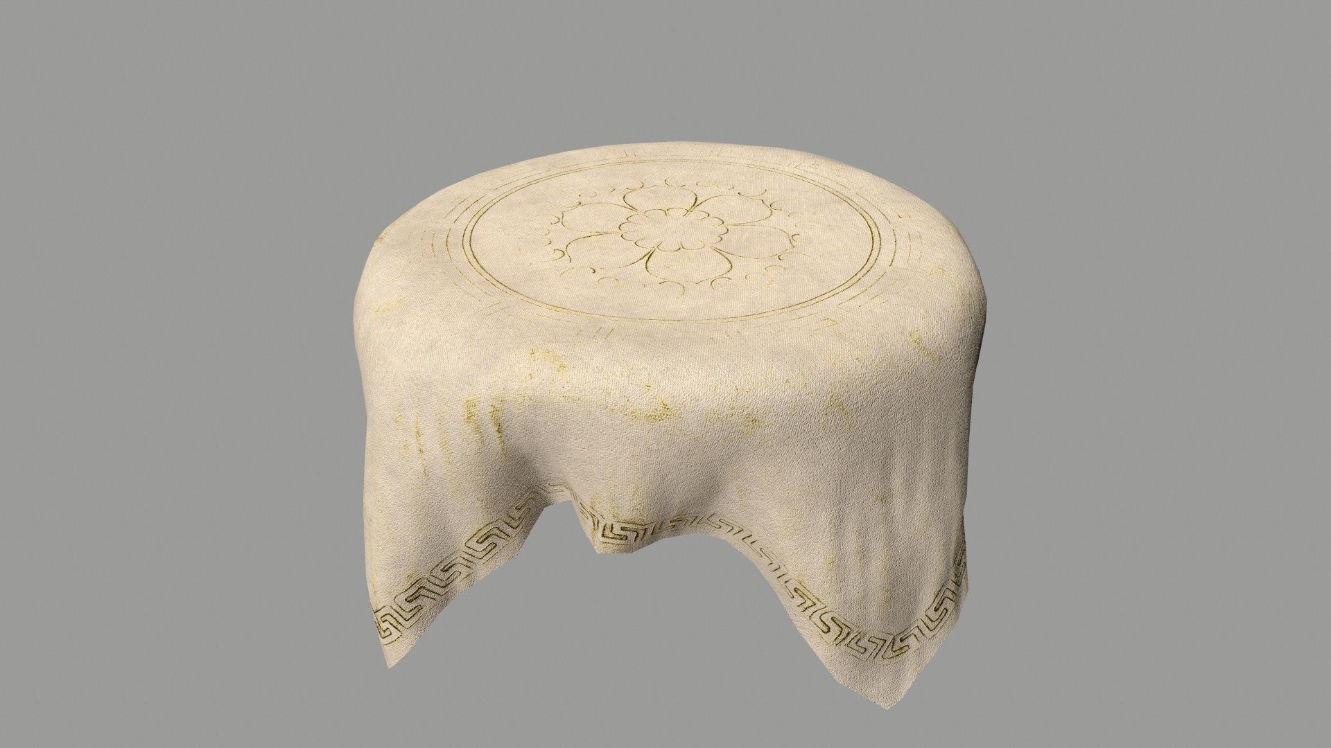 Table wooden with round top Low-poly 3D model_7