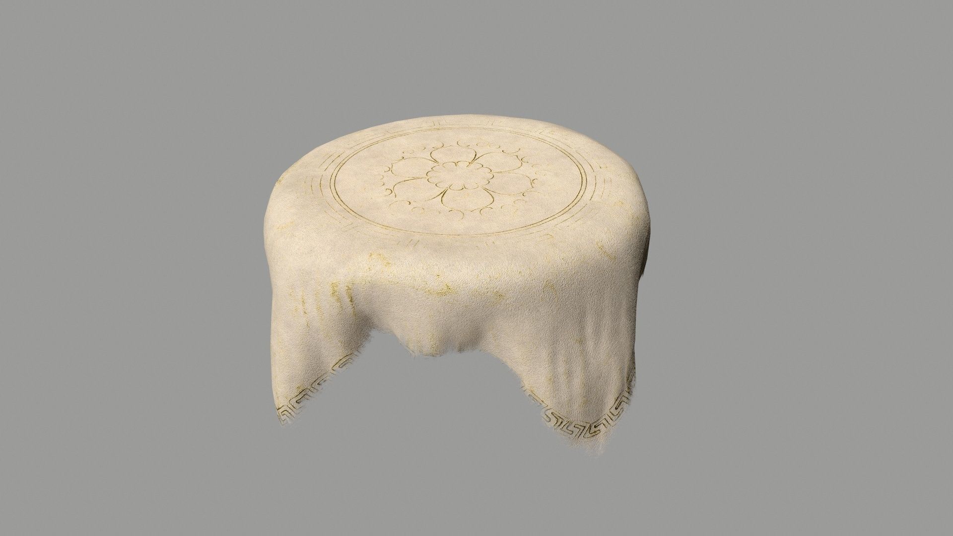 Table wooden with round top Low-poly 3D model_6