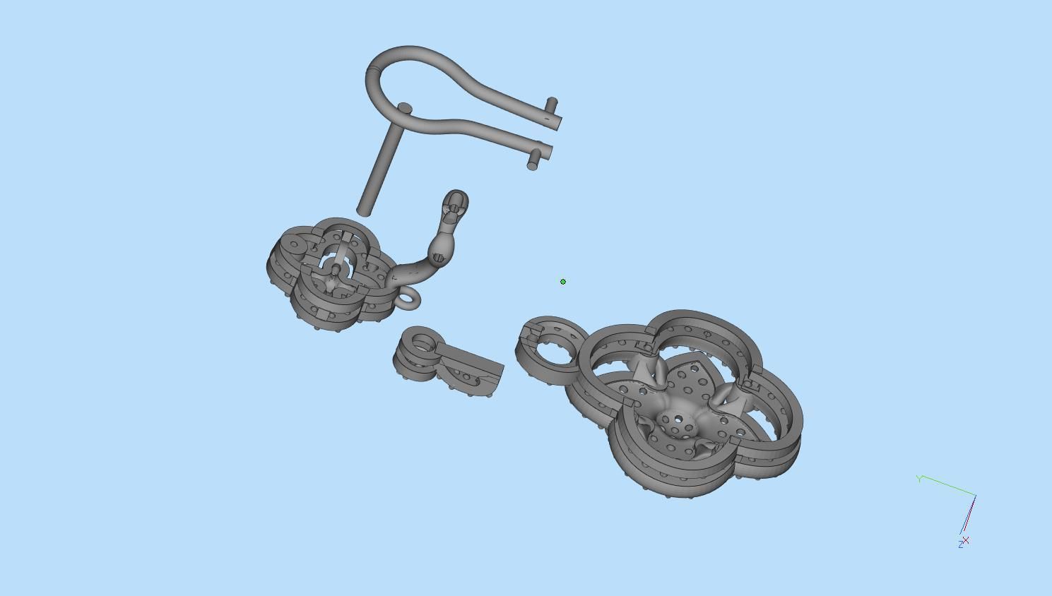 earrings boat with rope 3D print model_14