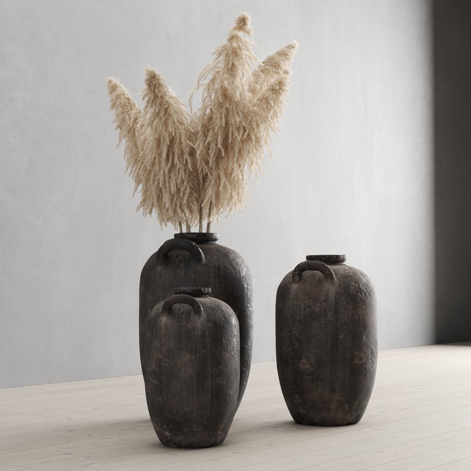 Pampas grass and vases rh 19th spanish water vessel 3D model_3