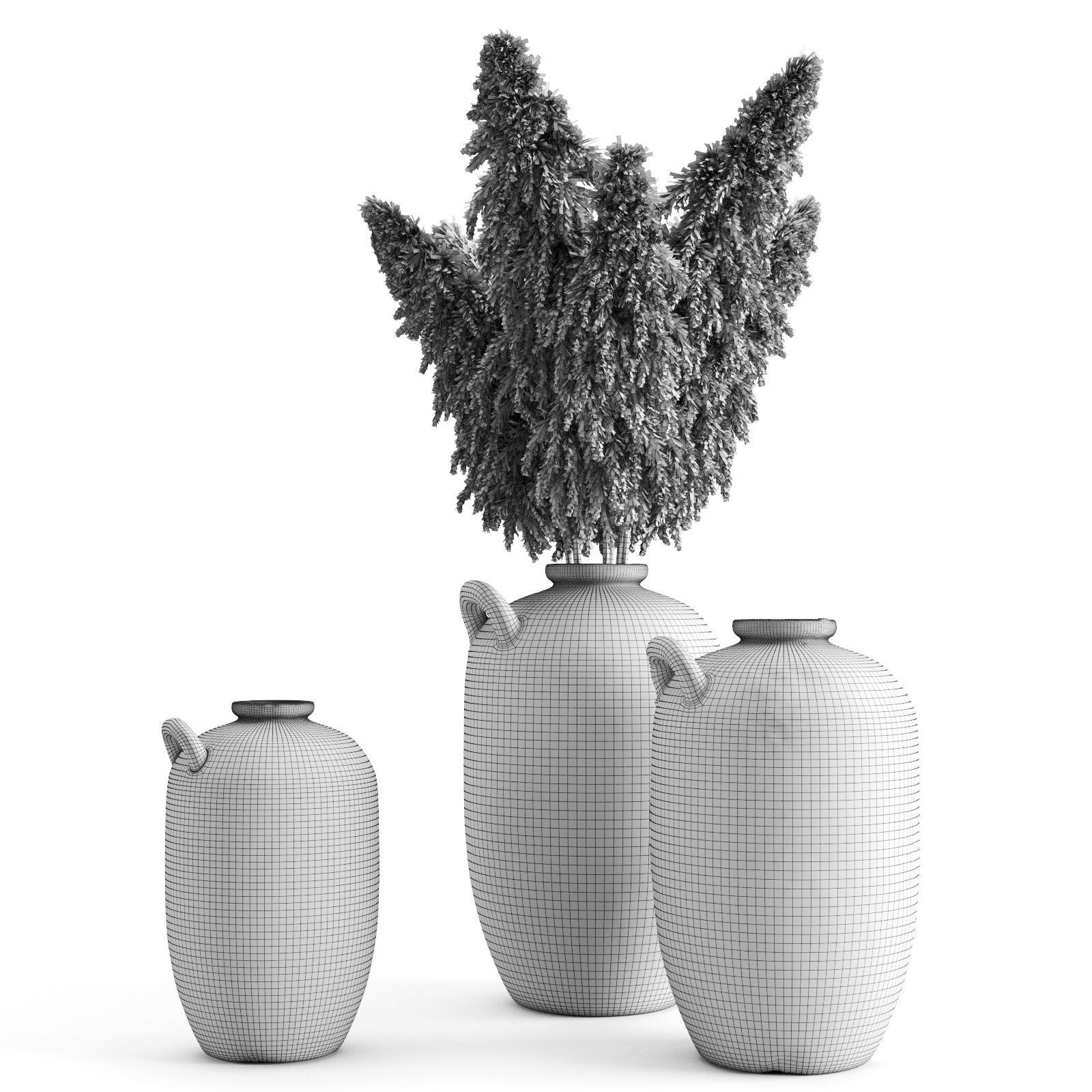 Pampas grass and vases rh 19th spanish water vessel 3D model_4