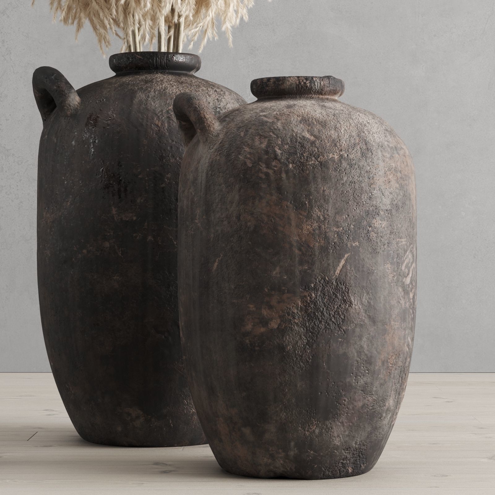 Pampas grass and vases rh 19th spanish water vessel 3D model_1