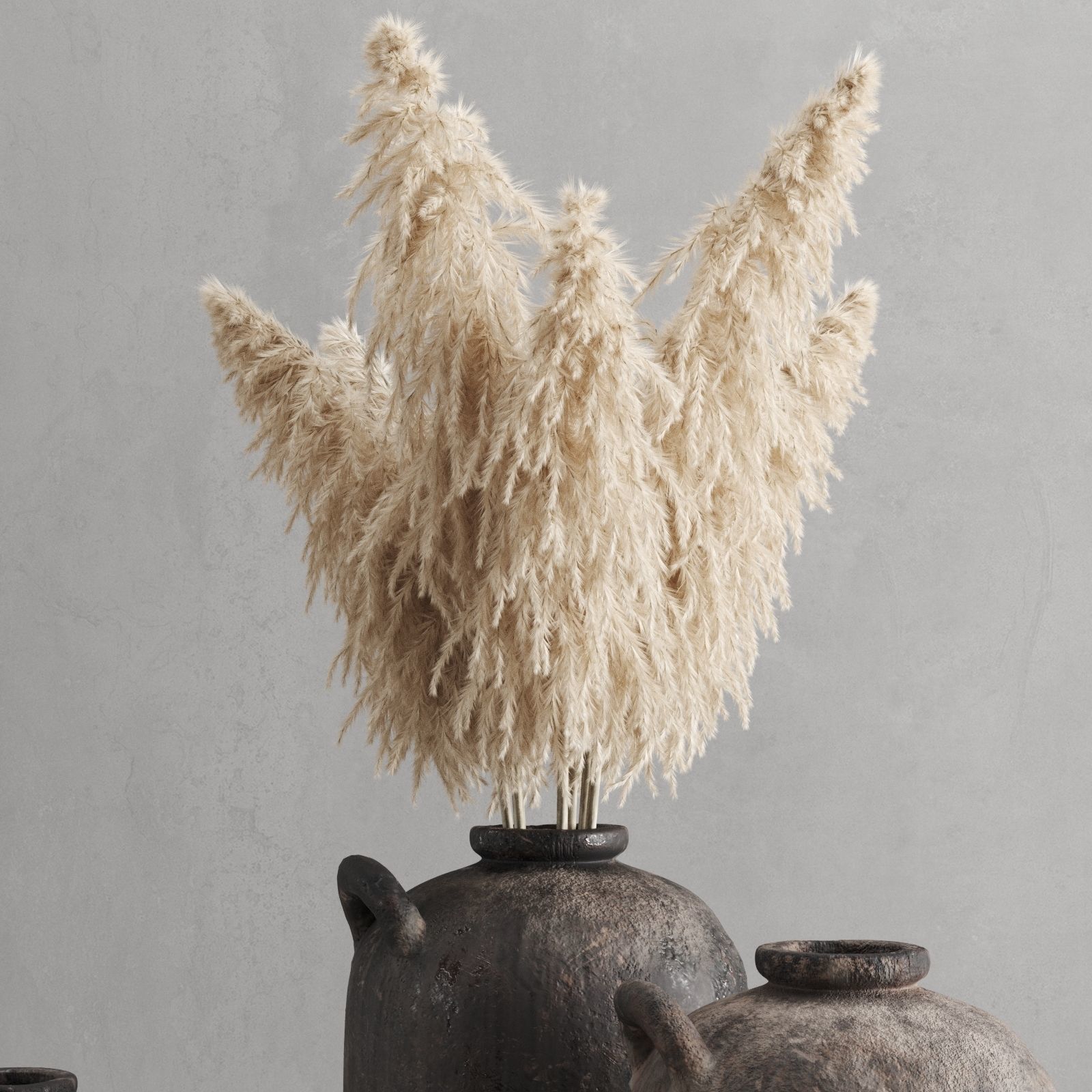 Pampas grass and vases rh 19th spanish water vessel 3D model_2