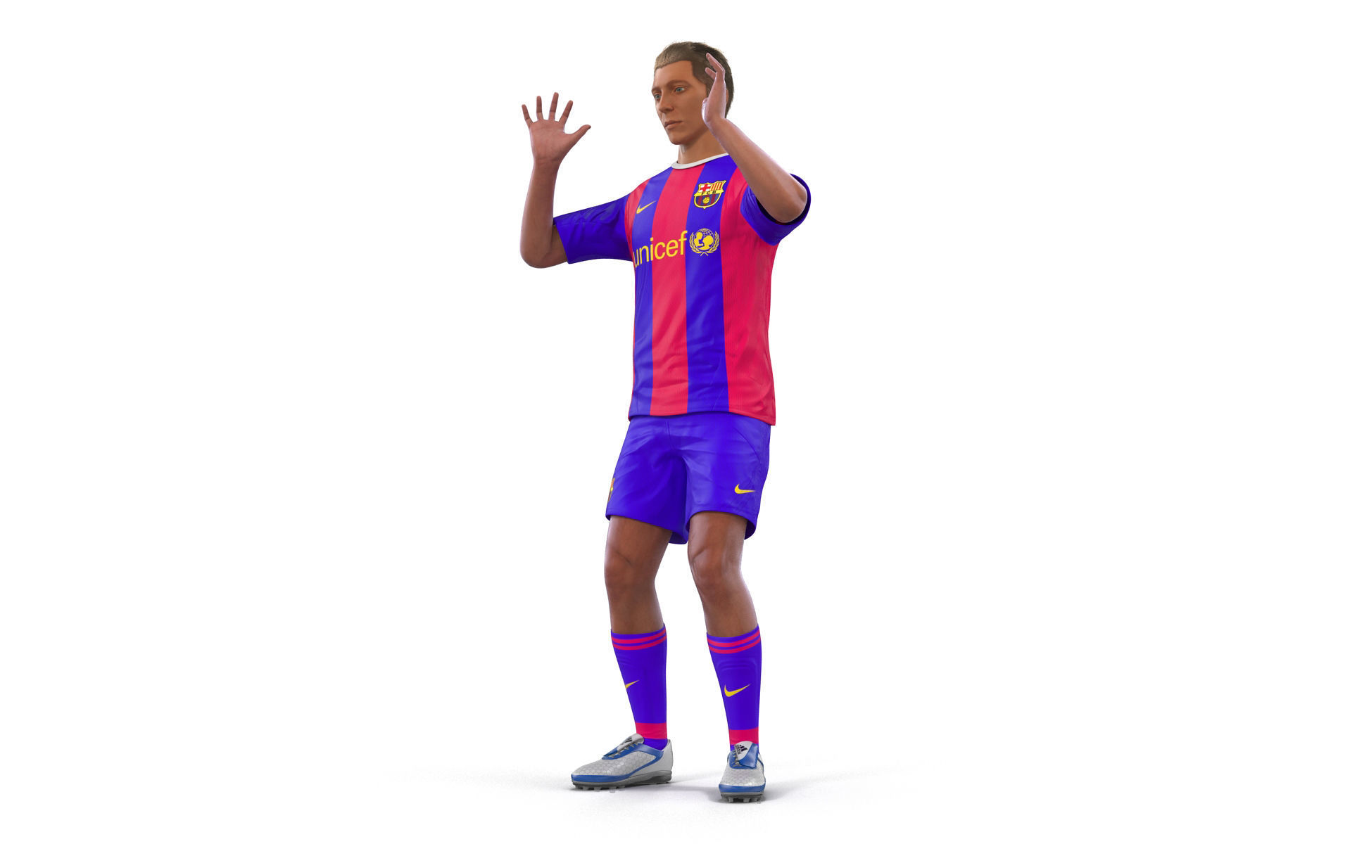 Soccer Player Barcelona Rigged 3D model_6